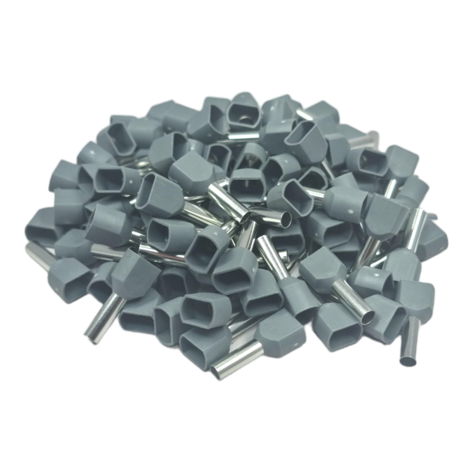 Grey 100 Pcs Double Entry Cord End Cable Terminals Insulated Wiring Bootlace Ferrules 0.5Mm² - 16Mm² ( - 4.0Mm²)