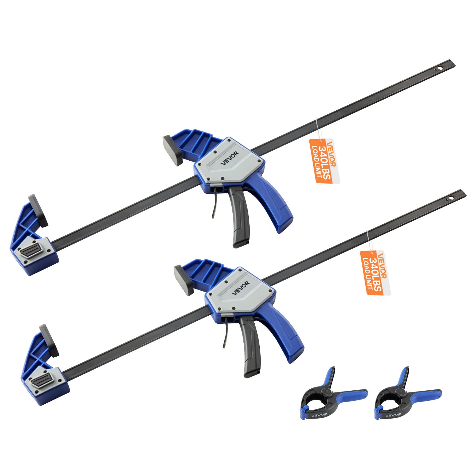 VEVOR Serre-Joints à Libération Rapide 2PCs Ouverture de la Mâchoire 60,96 cm, Pince Écarteur à Une Main Capacité Max. 154 kg, Pince en F en Plastique et Acier au Carbone, pour Menuisier Métallurgie