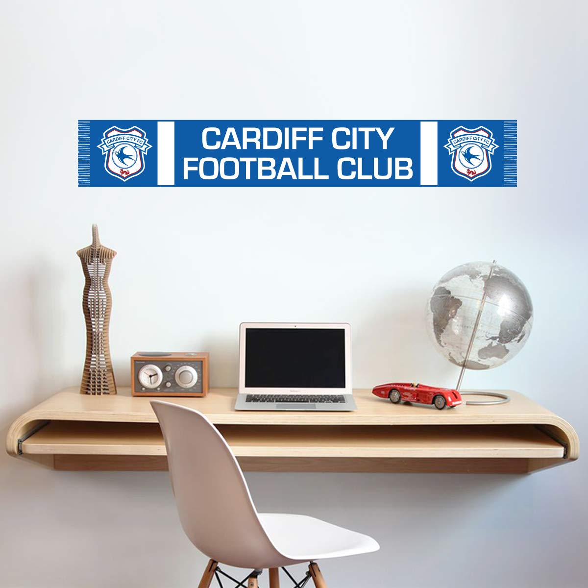 Beautiful Game Official Cardiff City Football Club Bar Scarf Wall Sticker Badge Logo Decal Set Vinyl Poster Print (120Cm X 20Cm)