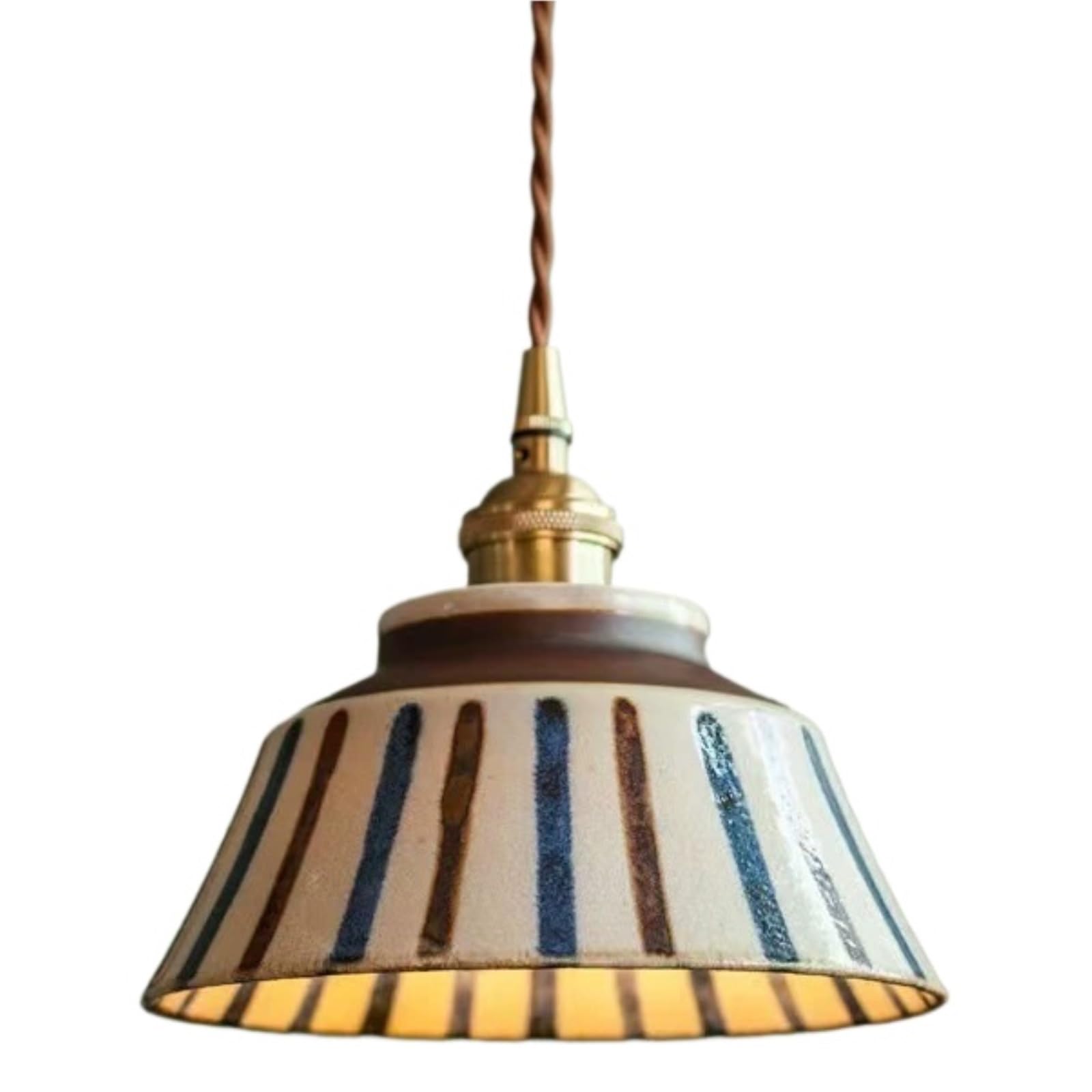 FEITENGDA Conical Ceramic Pendant Lamp Aluminum Pendant Shade
