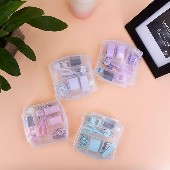 Mini Office Supply Kits – Includes Mini Stapler,Scissors, Staple Remover, Staples, Tape Dispenser (Purple)