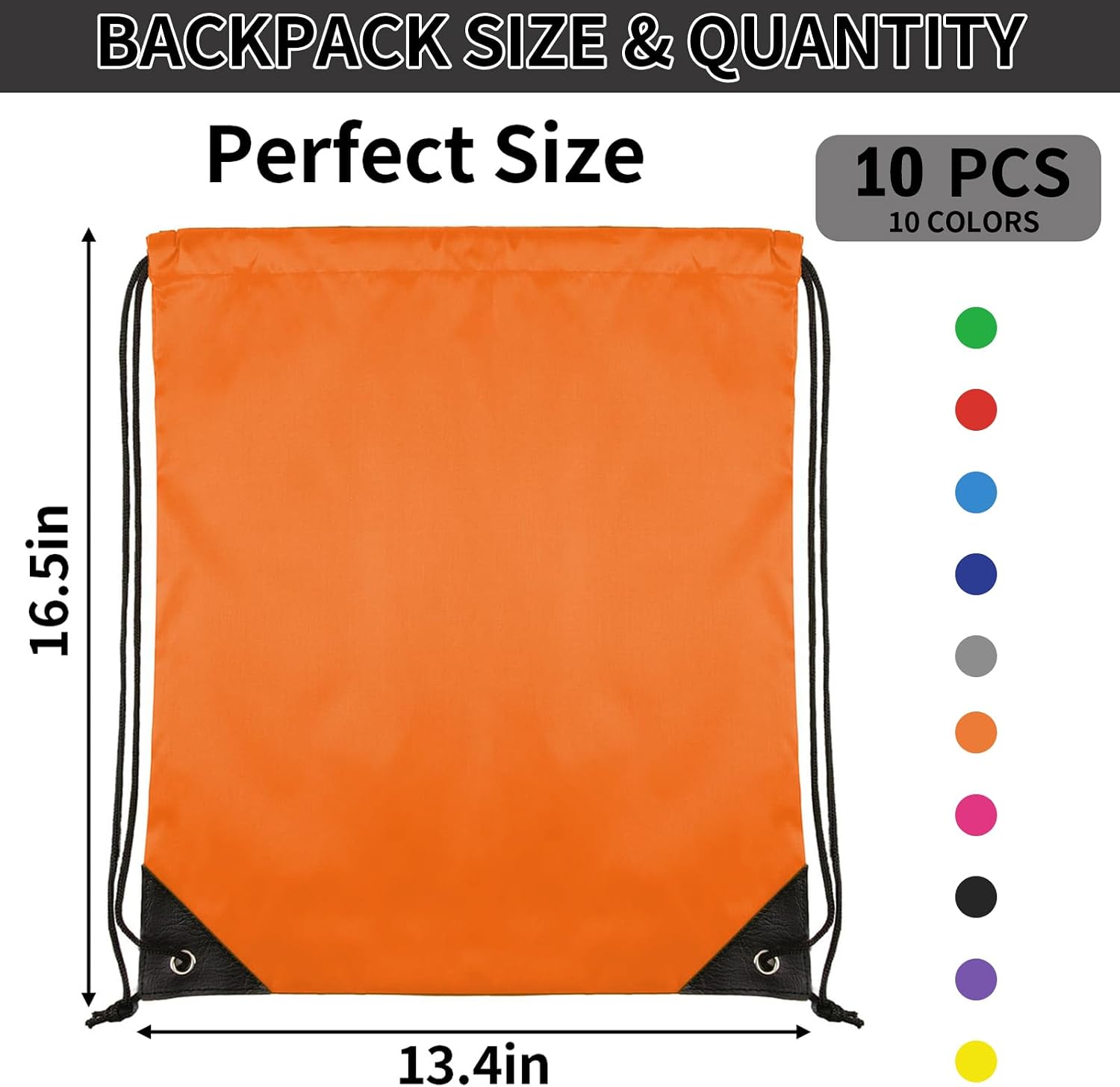 COIDEA Drawstring Backpack 10 Colors Drawstring Bags, Draw String Back Bag Drawstring Bags Bulk for Sports, Gym, Travel, Swimming, Beach (10 PACK)