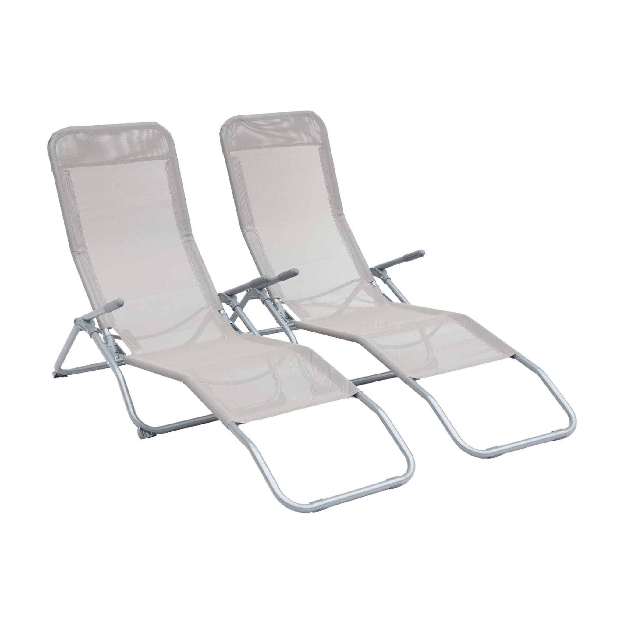 Set 2 sdraio in textilene multiposizione Grigio bruno - 60x165x70 cm