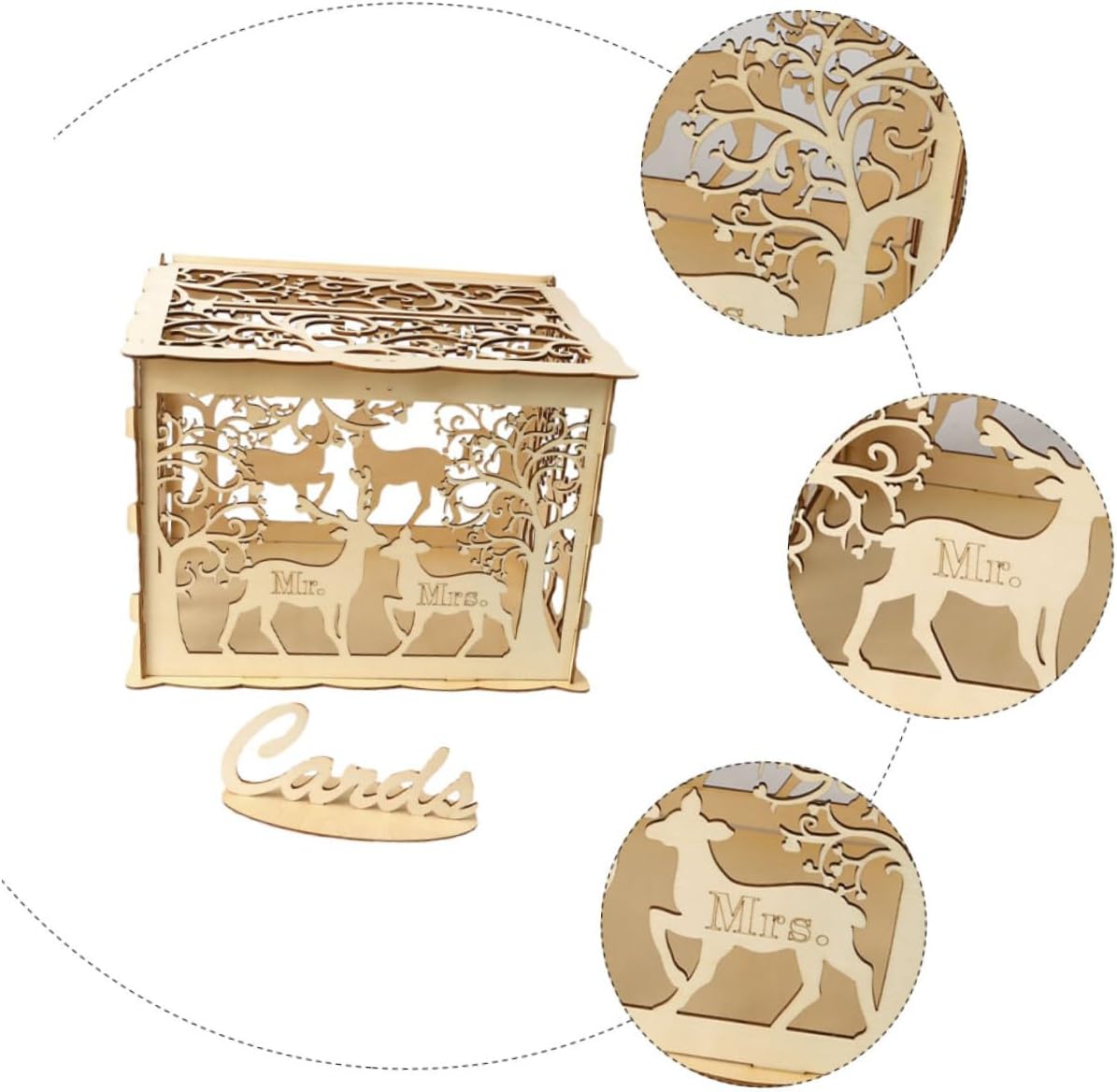 TIDTALEO Wooden Wedding Cards Box Large DIY Hollow Greeting Card Holder Wedding Sign-In Box for Couples Party Keepsake