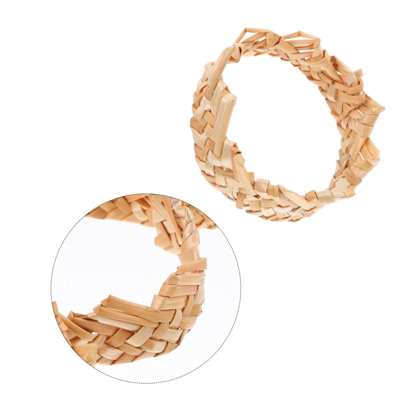 Ronds de Serviette en Paille Tressée Lot de 6 Beige Rustique | Décoration de Table Mariage, Lot de 6 Pièces, pour Dressage et Réception