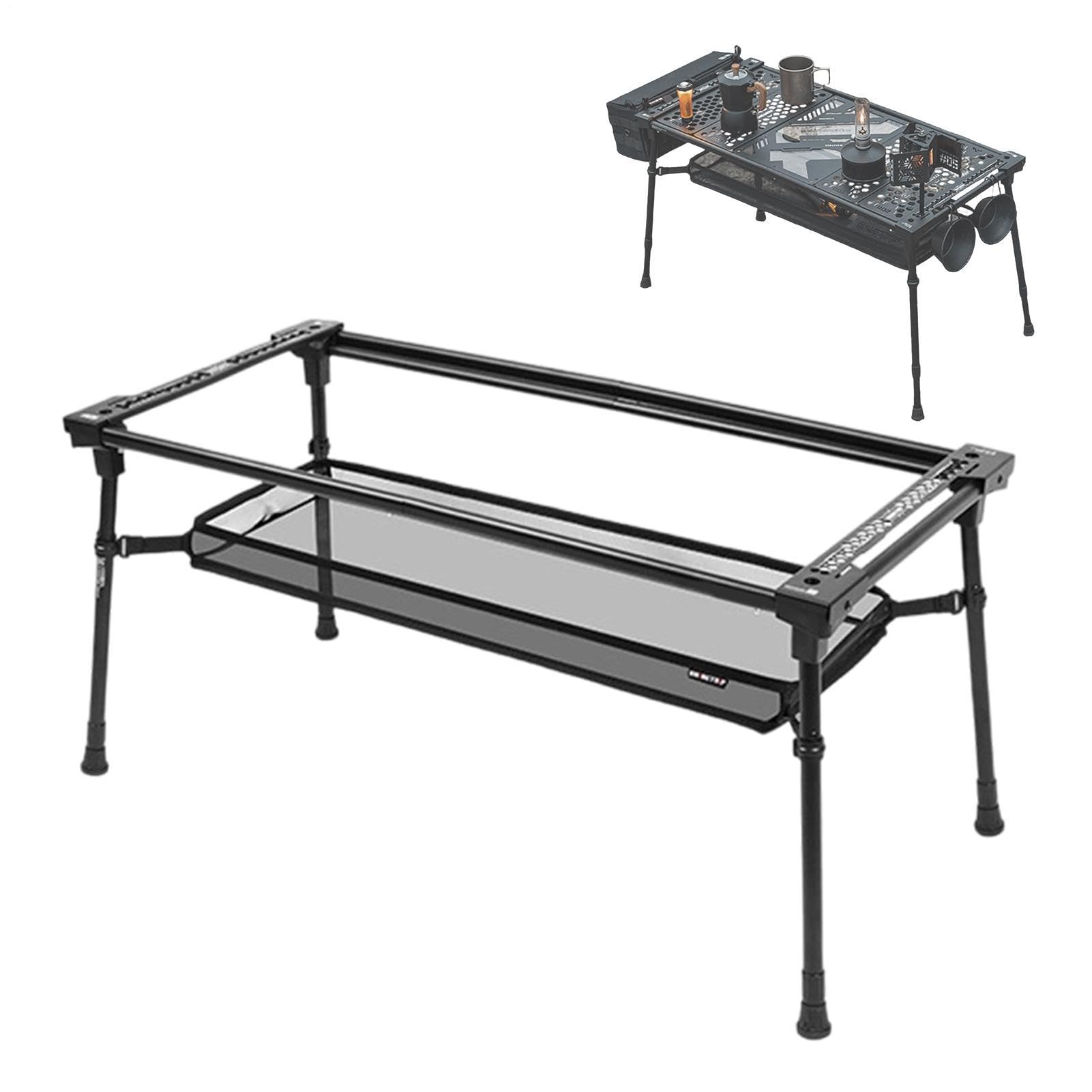 Zdejmowany, pusty antypoślizgowy regulowany stół kempingowy, składane biurko kempingowe na zewnątrz, przenośna lekka konstrukcja aluminiowa, stabilna konstrukcja i łatwy w instalacji, zestaw podróżny
