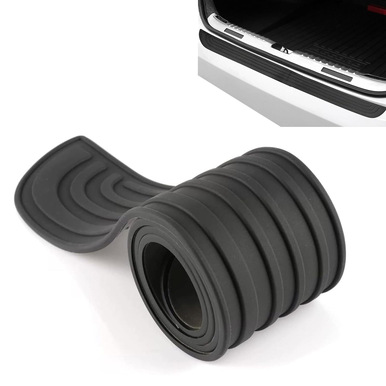 Car Rear Bumper Protector for VW Jetta Sedan 2012 2013 2014 2015 2016 2017, Anti Scratch Abrasion Rubber Protection Strip Trunk Door Entry Sill,Black 104 * 9