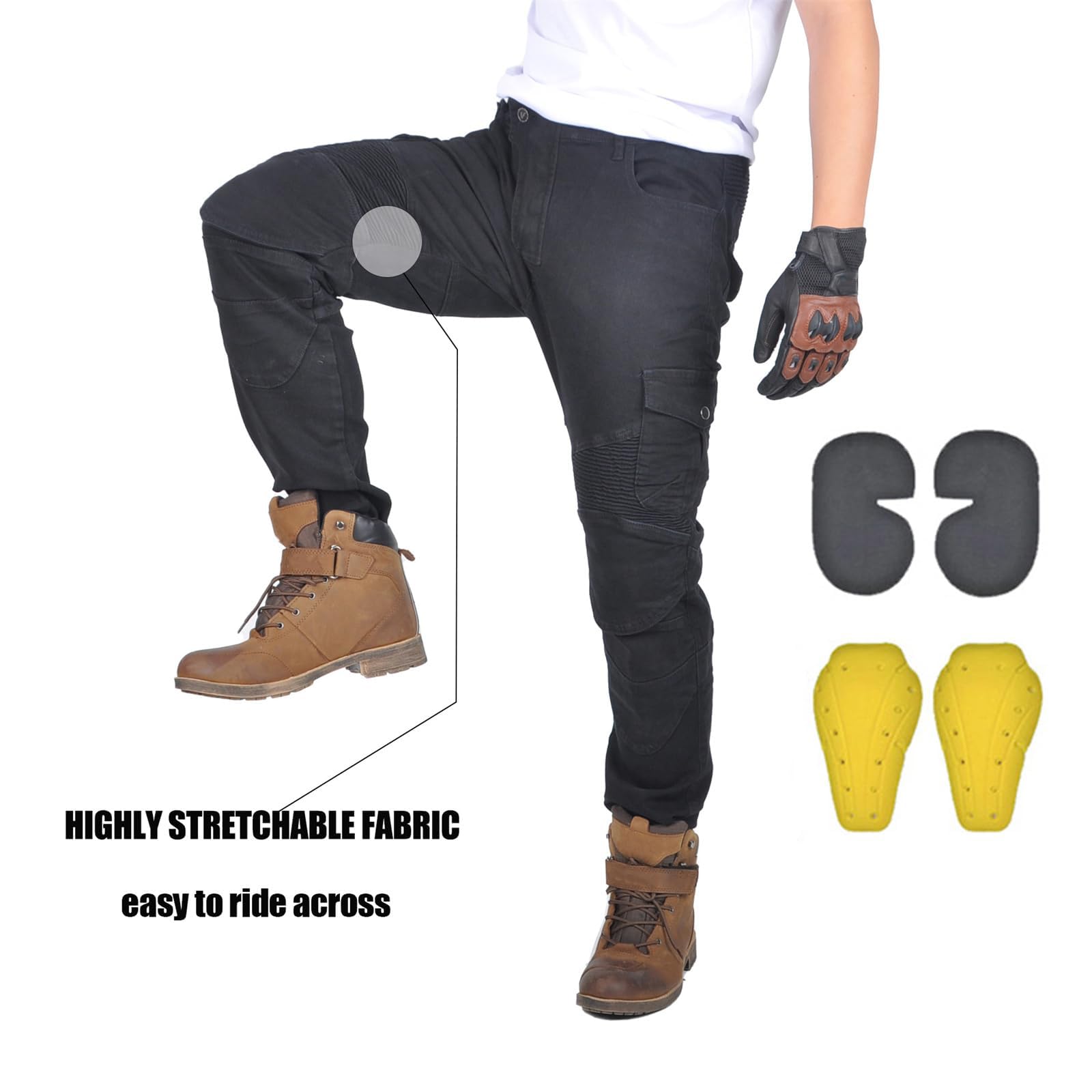 Motorradhose Herren, Motorrad Jeans Stretch, Klassisch Biker Hose für Sommer und Winter