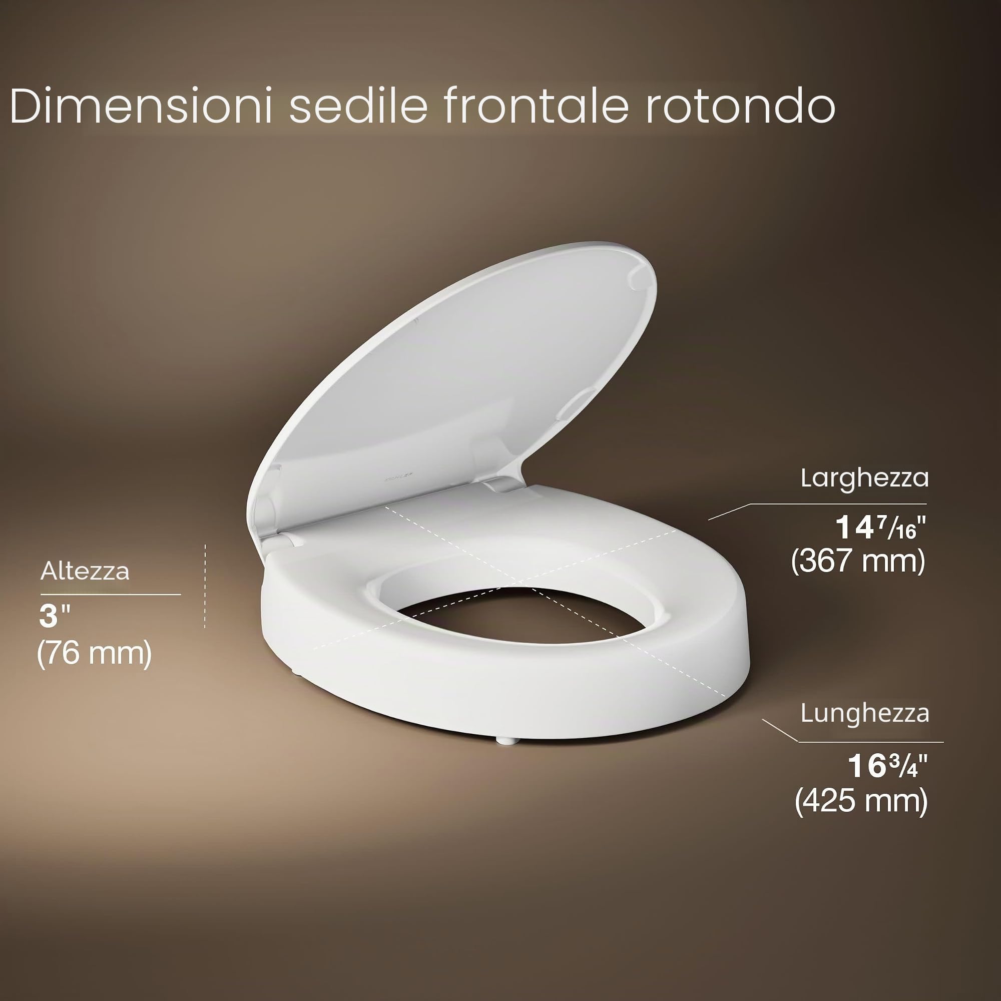 Hyten - Sedile WC rialzato, con chiusura silenziosa, colore: bianco