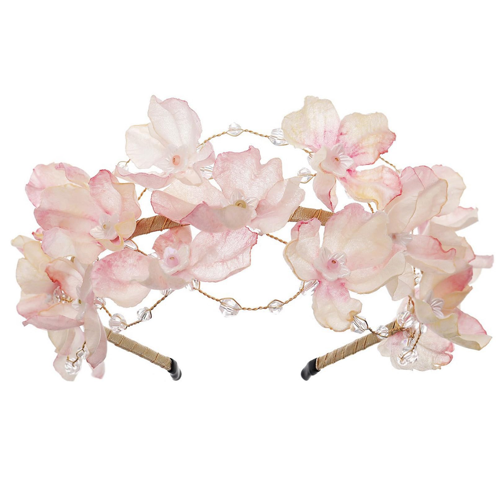 Fentency Crystal Headband for Women Fabric Flower Hairhoop Spring Hairhoop Party Hairband Bride Wedding Hairhoop Party Headpiece