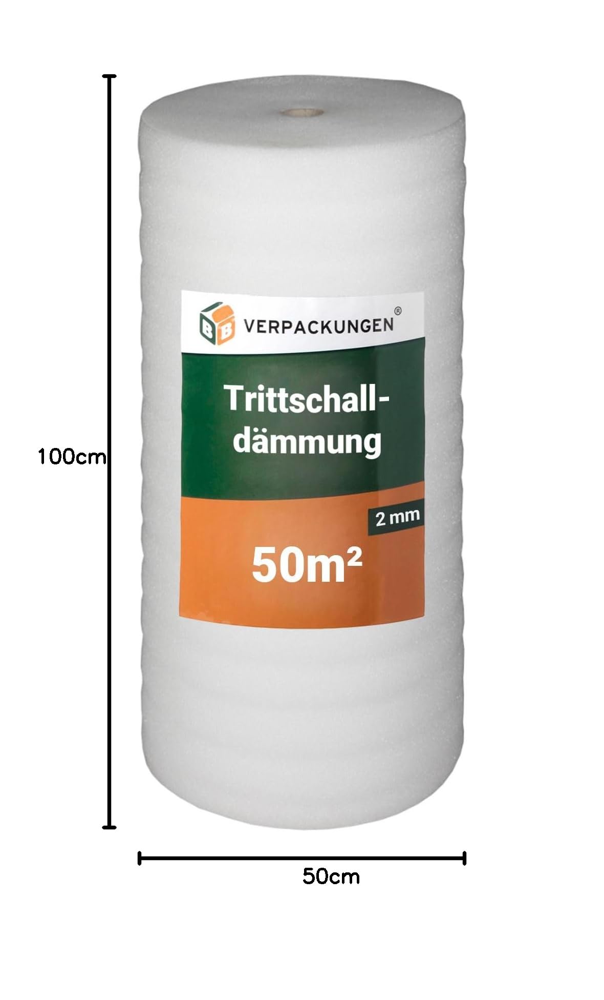 BB-Verpackungen 50 m² Trittschalldämmung (2 mm stark, sehr gute Schall- und Wärmedämmung)