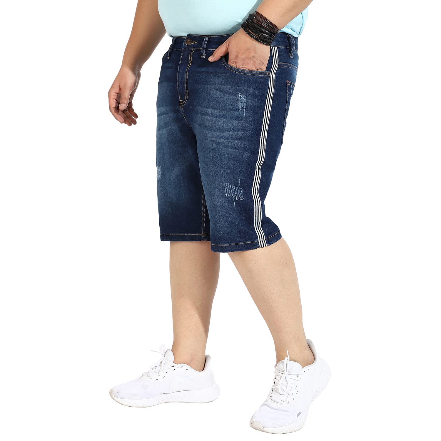 Instafab Plus Men’s Classic Regular Fit Denim Shorts for Casual Wear | Premium Stretchable Cotton Mid-Rise Crafted with Comfort Fit and High Performance for Everyday Wear-picture-18