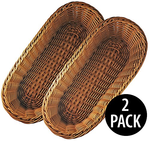 KOVOT Poly-Wicker Bread Basket Set of 2-14.5" Woven Polypropylene