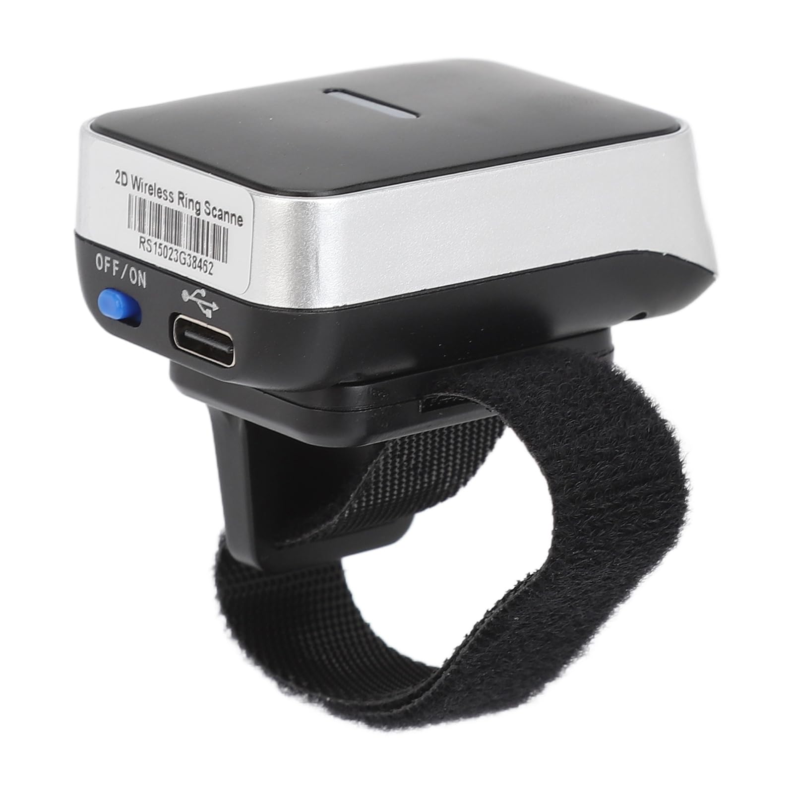 Gonetre Escáner de Código de Barras de Anillo, Lector de Código de Barras de Dedo Portátil Inalámbrico 1D 2D QR con Cabezal Giratorio 180, para Teléfono POS de Computadora