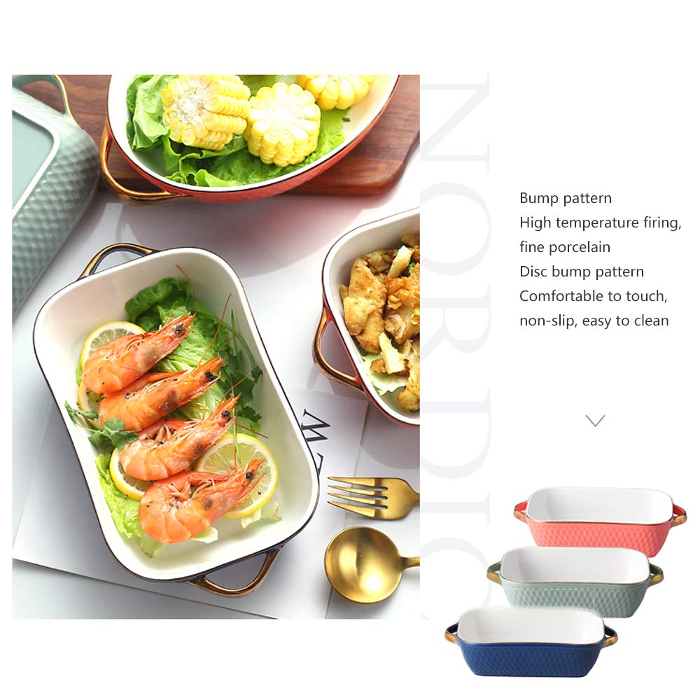 Mała ceramika Prostokątne naczynia do pieczenia z uchwytem do piekarnika Ceramiczna forma do pieczenia Lasagne Rondel do zapiekania Indywidualne naczynie do pieczenia 20 x 13,5 x 5,5 cm Zielony