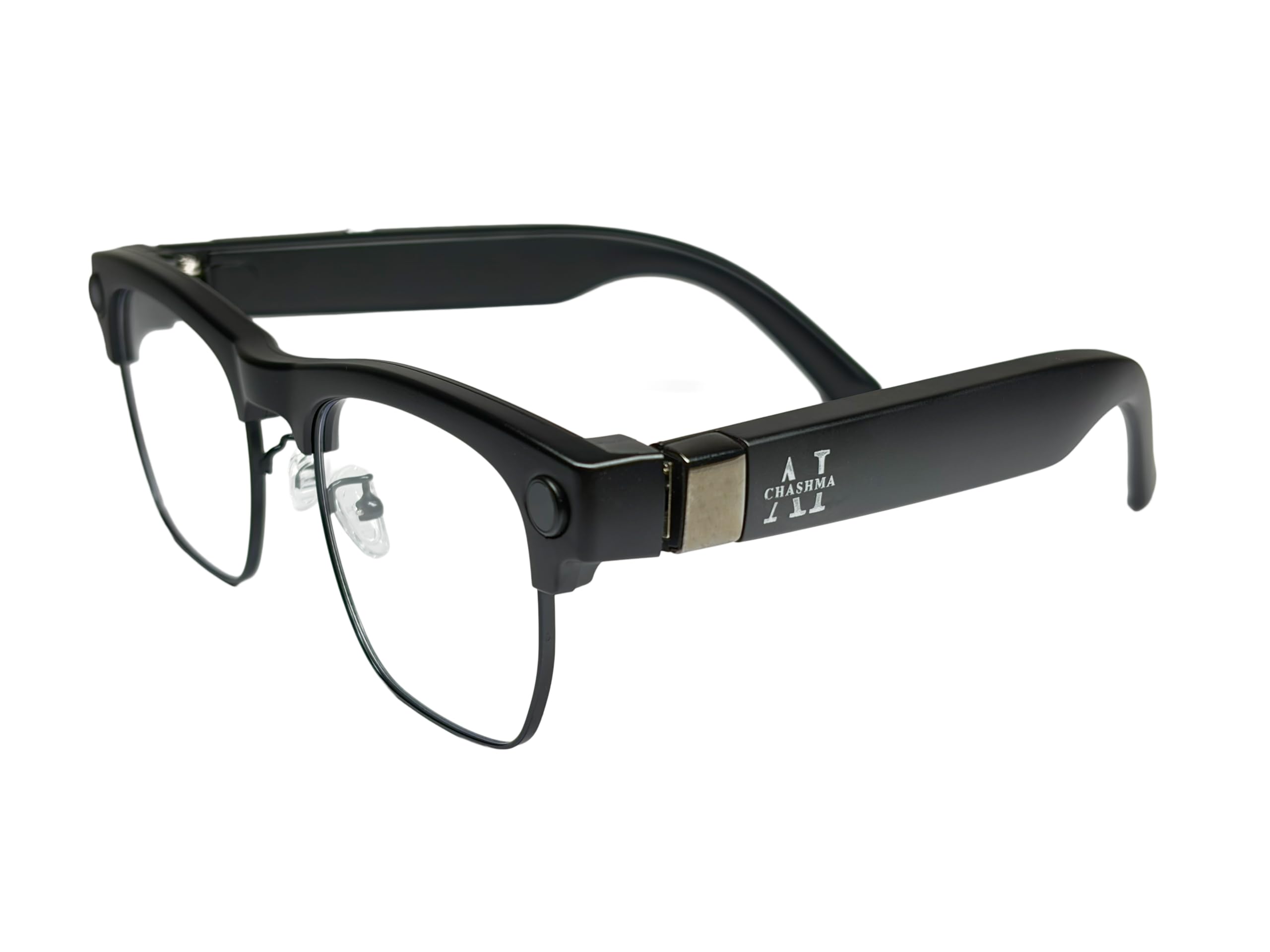 cam aura wearable smart glasses with ai voice assistant, object recognition, live translation, hd camera, bluetooth calling, and music playback (white)