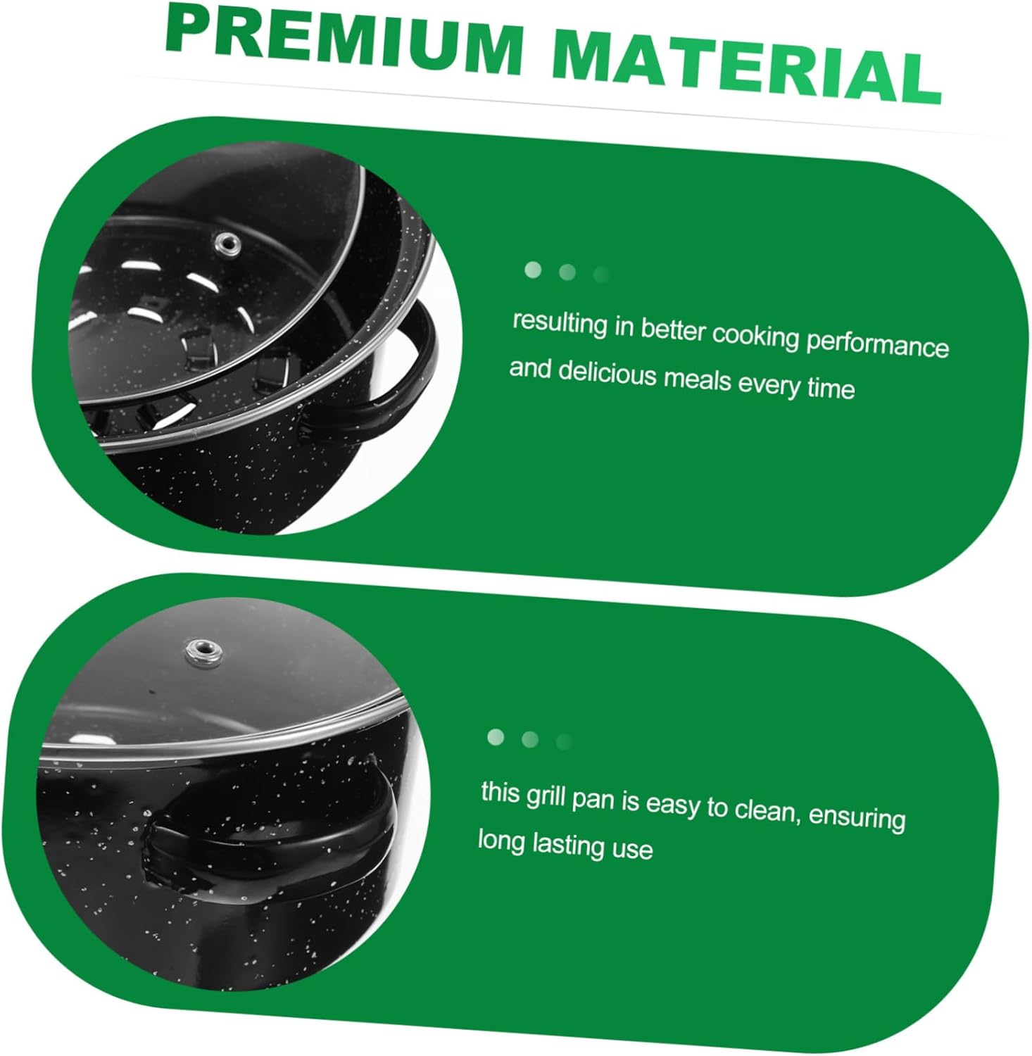 Enameled Cast Cooking Pan with Grill Rack Nonstick Roasting Pot for Meats and Vegetables Versatile Enamel Oven Dish Black Color