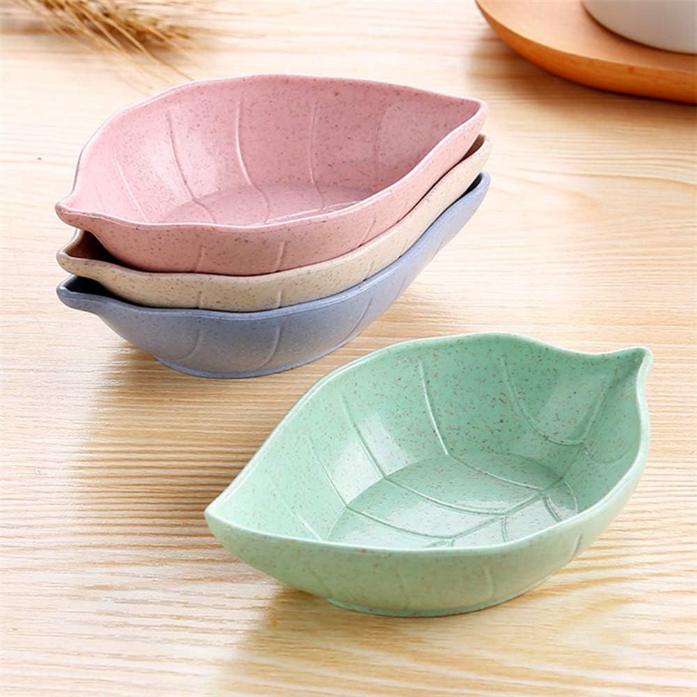 VinBee 12 Pack Leaf Shape Sauce Dish, Sauce Dipping Bowls Wheat Straw Soy Sauce Dishes Mini Dinnerware Plate Condiment Dish for Paste Jam Sushi Assorted