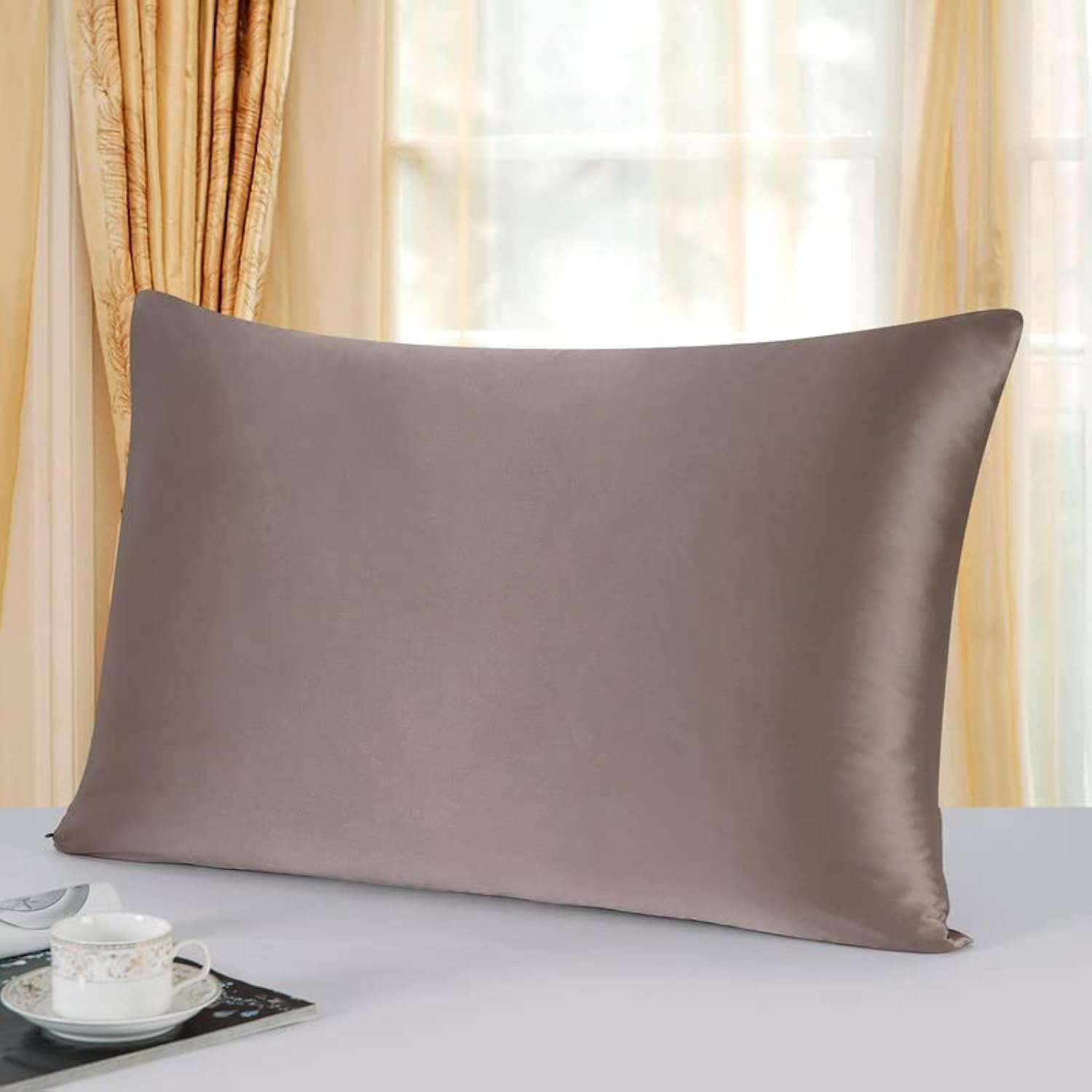 townssilk Federa di seta,100% naturale seta di gelso 19momme,doppia faccia,benefica per capelli e pelle,federa seta cuscino,ipoallergenica,cerniera nascosta,600 fili,1 pz,50x50cm,Graypurple