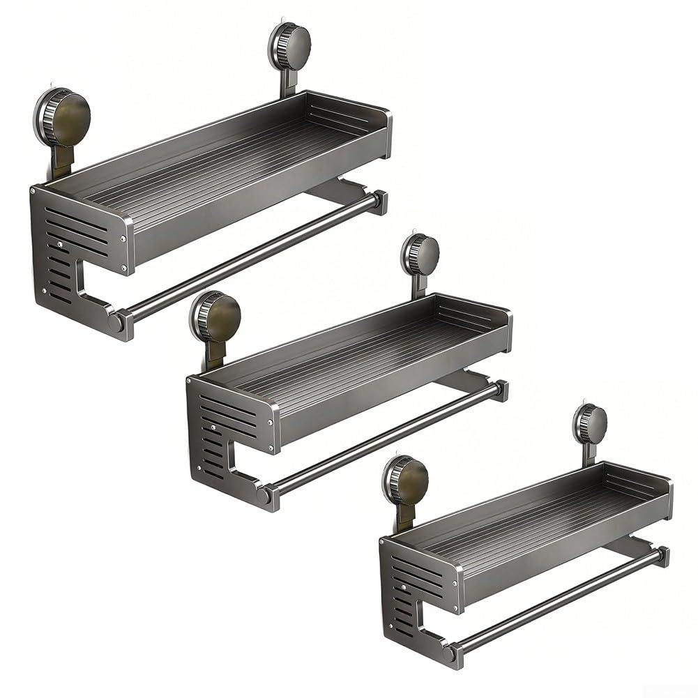 Porte-serviettes mural ventouse salle de bain barre aluminium drainage 50cm