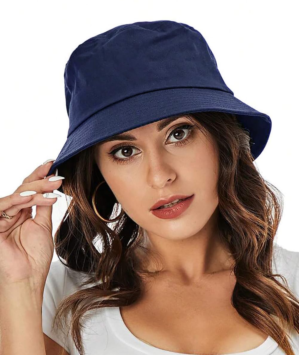 Navy Blue Bucket Hat Beach Sun Hat for Women Men Teens Outdoor Travel Summer Trendy Fishing Hat