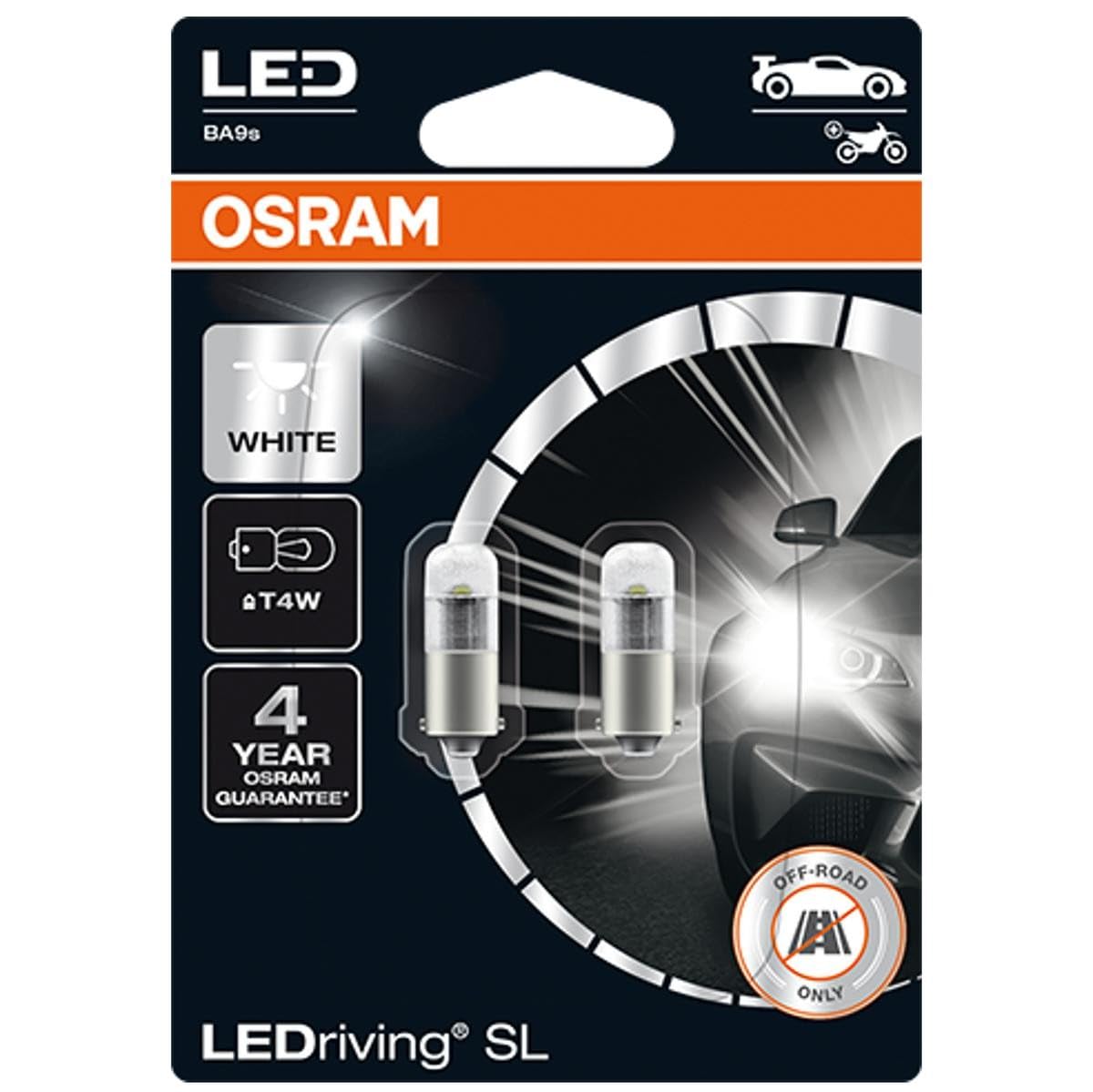 OSRAM LEDriving® SL, ≜ T4W, White 6000K, LED signal lamps, Off-road only, non ECE, Double Blister