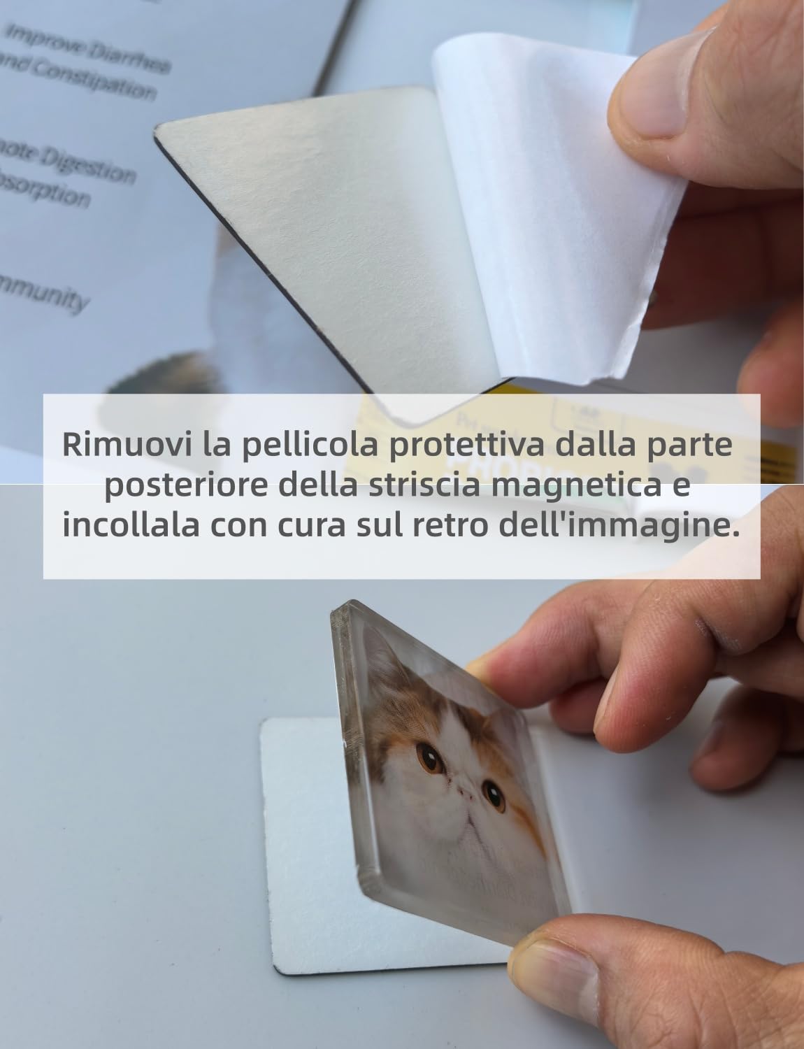 Calamita Personalizzata Set di 18 5x5 cm, Calamite Frigo Trasparenti in Acrilico con Adesivo e Ferrite, Ideali per Decorazioni Fai da Te Cucina Ufficio Scuola