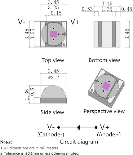 Miniatura 3 de LEDGUHON 10 piezas 3535 SMD LED púrpura luz 3W UV LED chip de montaje en superficie LED diodo súper brillante diodo luces chip (120 grados, 370