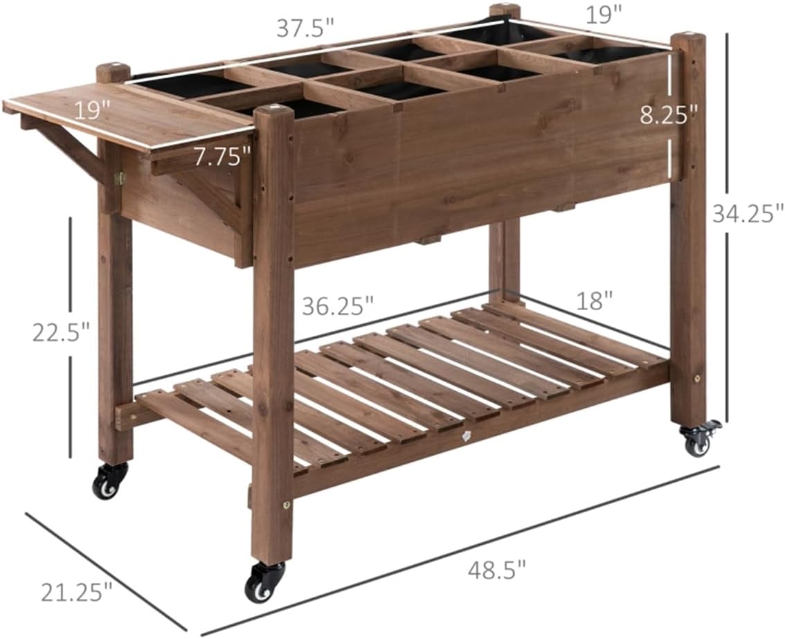 Sturdy Wooden Raised Garden Bed with Wheels for Easy Mobility and Comfortable Gardening Outdoors