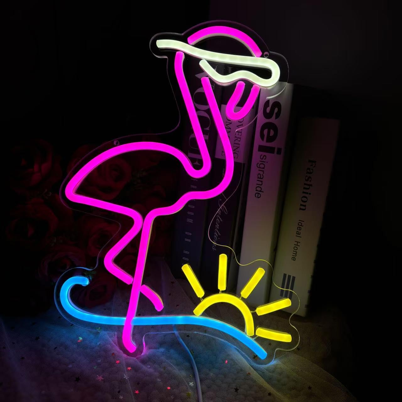 Cool Flamingo Metal Neon Sign, Neon Wall Art, Neon Light Sign, Custom Neon Sign, Neon Sign Bedroom, Lineart Neon Sign - Image 2