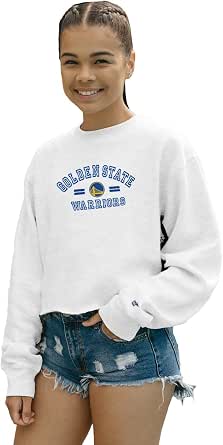 Blue 84 NBA womens Nba Officially Licensed Women's Cropped Crewneck Sweatshirt Classic White