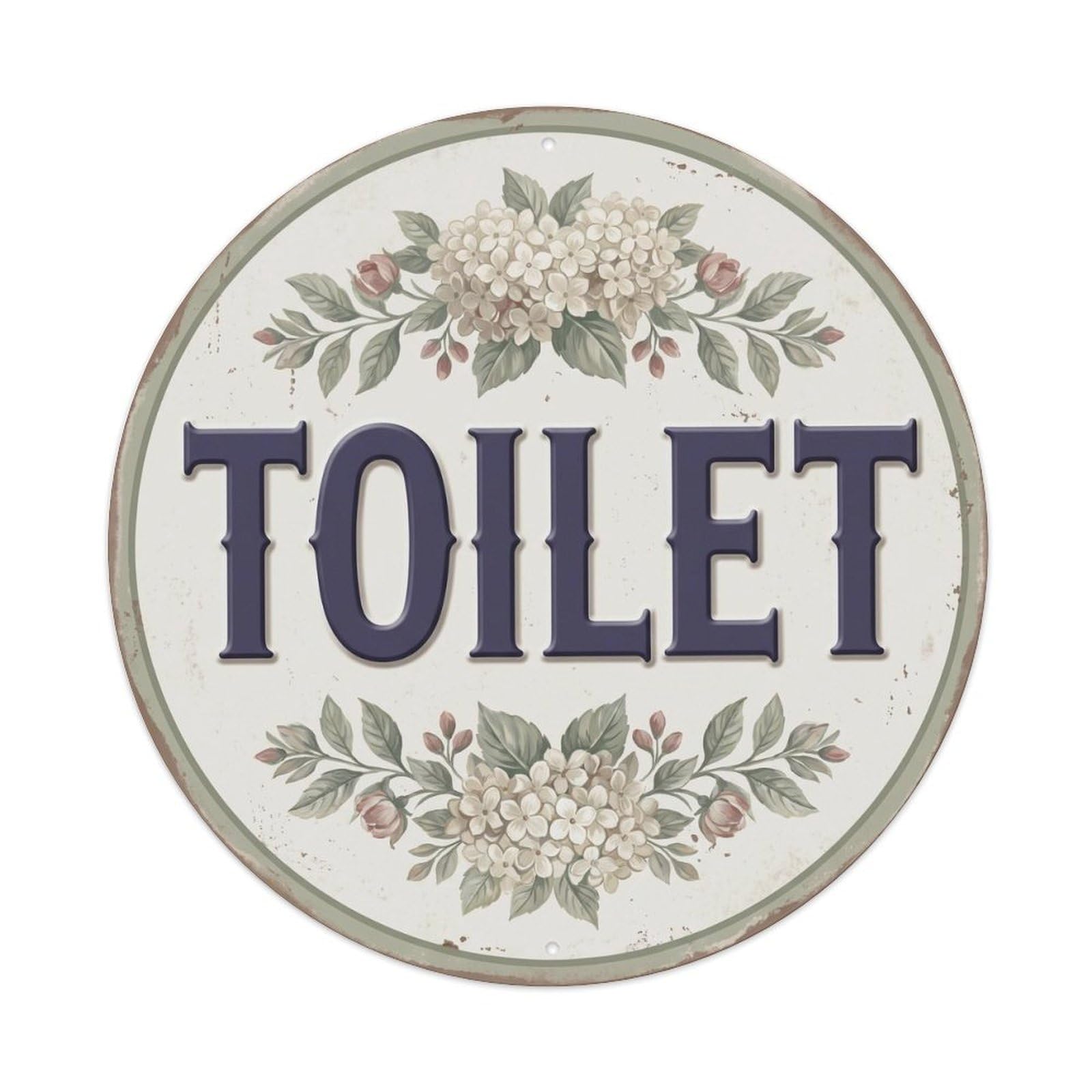Okahys 8X8inch(20X20cm) Toilet(Wc) Signage Hydrangea Vintage Metal Tin Sign