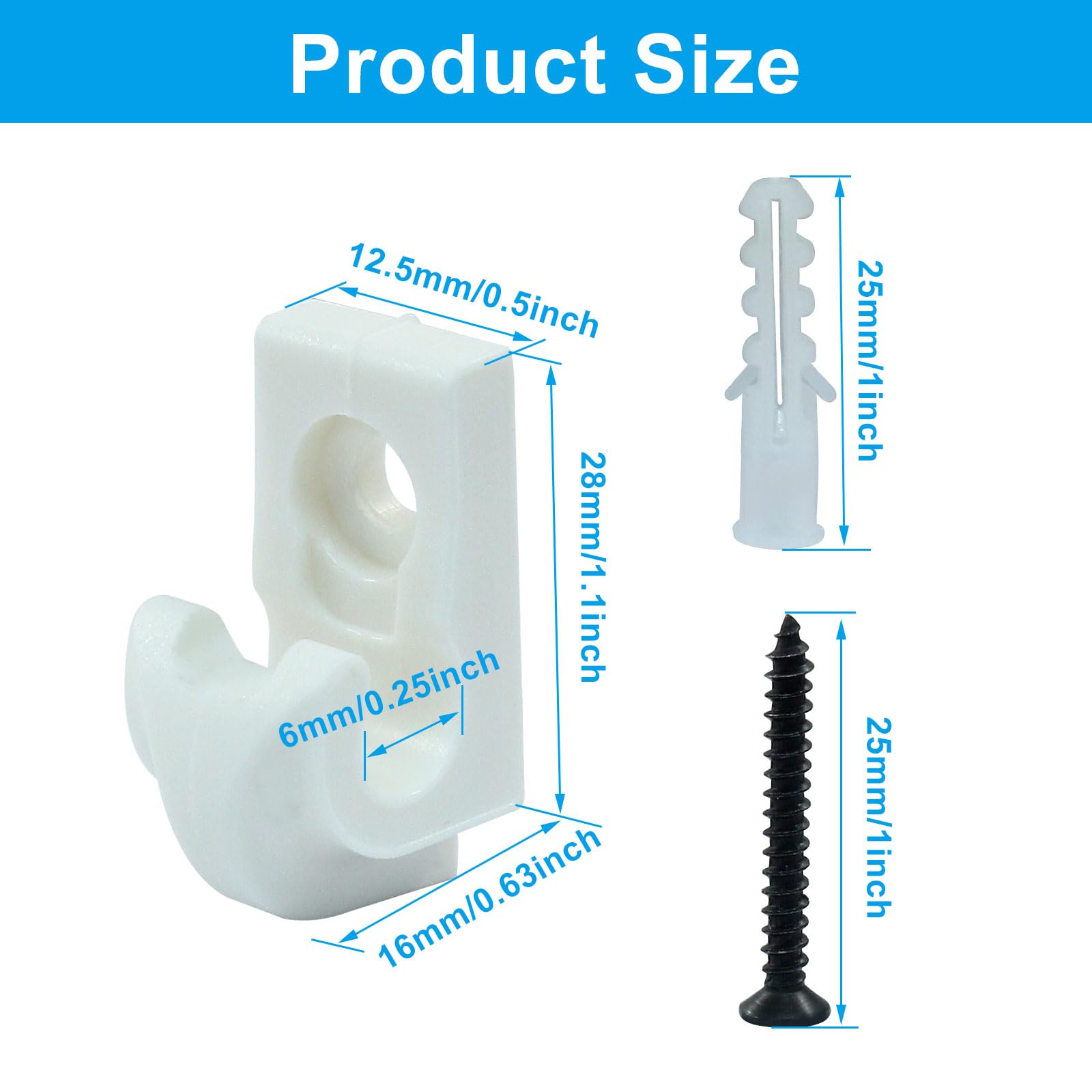 White Down Wall Clips - 25 Pack -3
