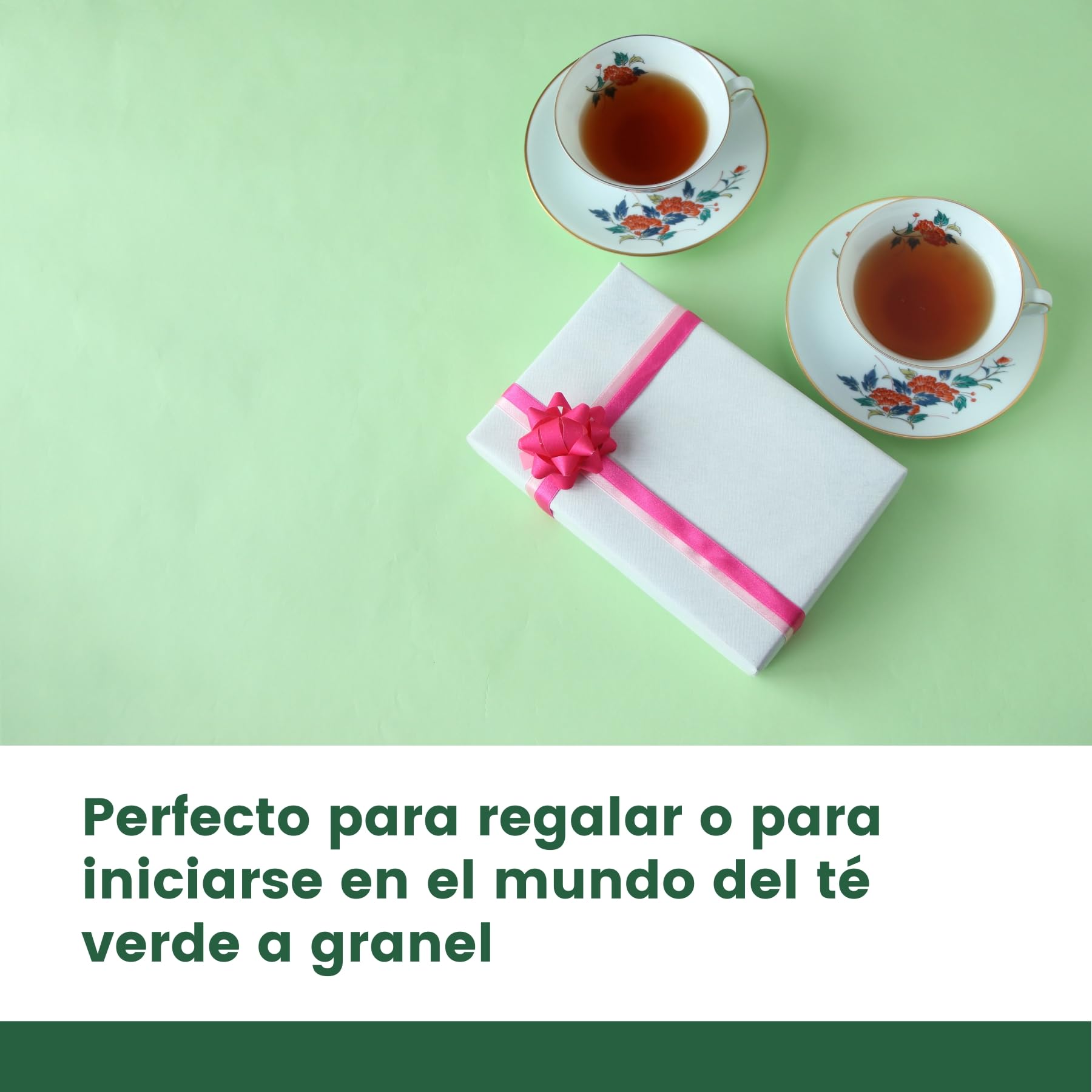 TÉS VERDES ECOLÓGICOS Pack de 5 Tés Premium a Granel 200g (+100 Tazas) | Kukicha, Genmaicha, Sencha, Hojicha y Jazmín REPLANTEA