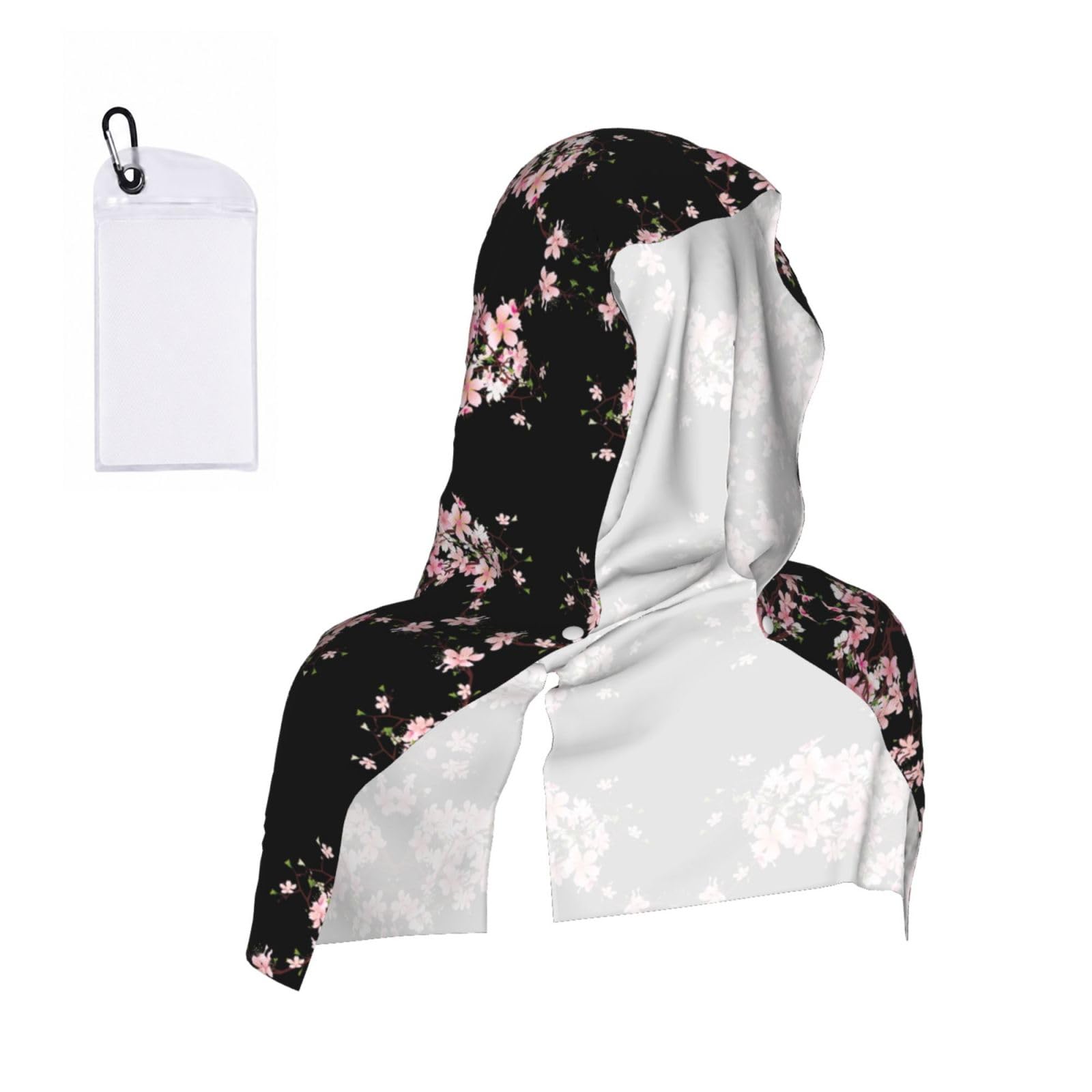 EZDLOWVBA Tempting Cherry Blossoms Print 2 Pack Cooling Hoodie Towels,Sports Headscarf, Neck Wrap Scarf,Breathable Cooling Towel For Neck And Face, Travel, Swimming, Training