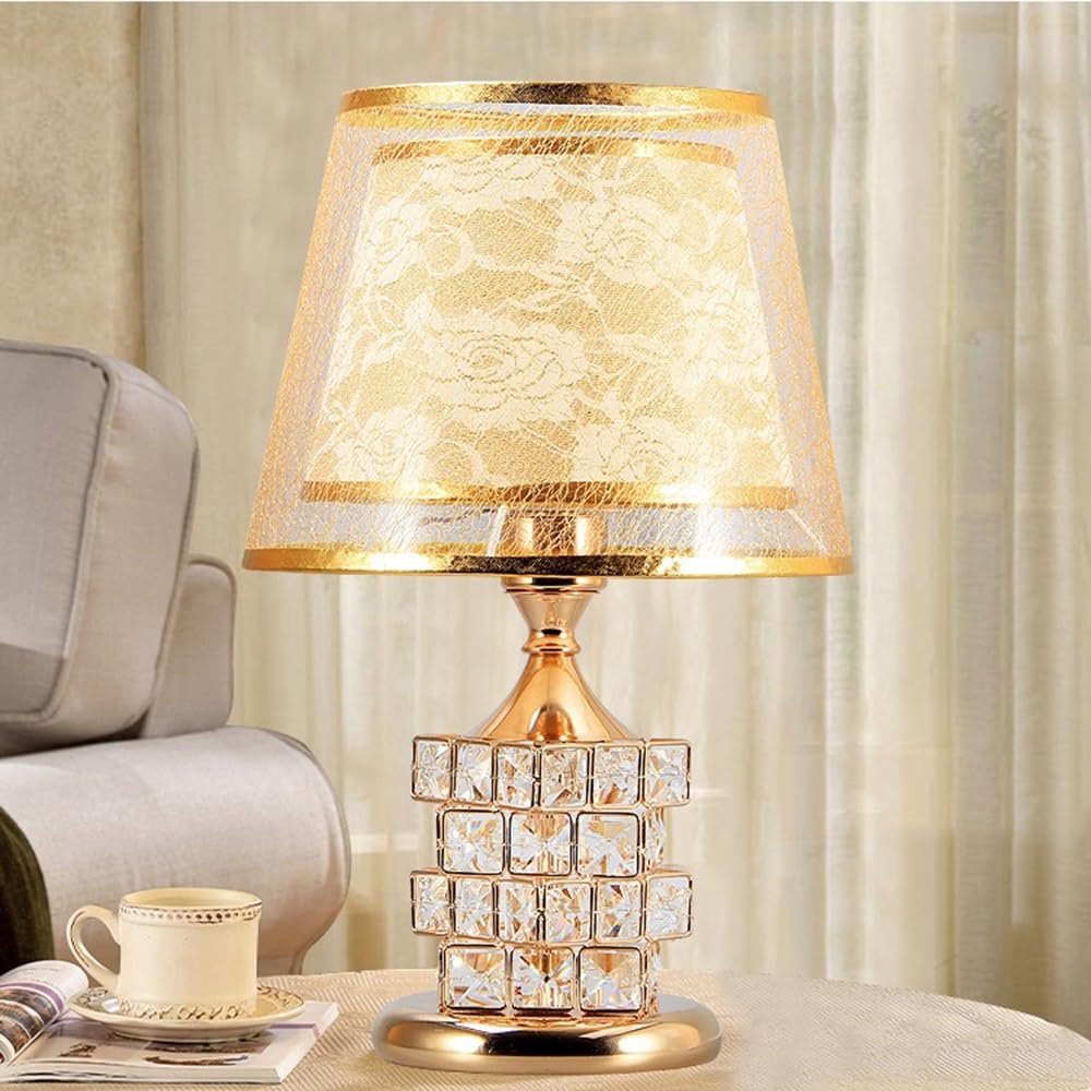 Schlafzimmer Kristall Nachttischlampe Glas Stoff Gold Wohnzimmer Bank Schlafzimmer Tischleuchte Modern Elegant Dekoration Elegant