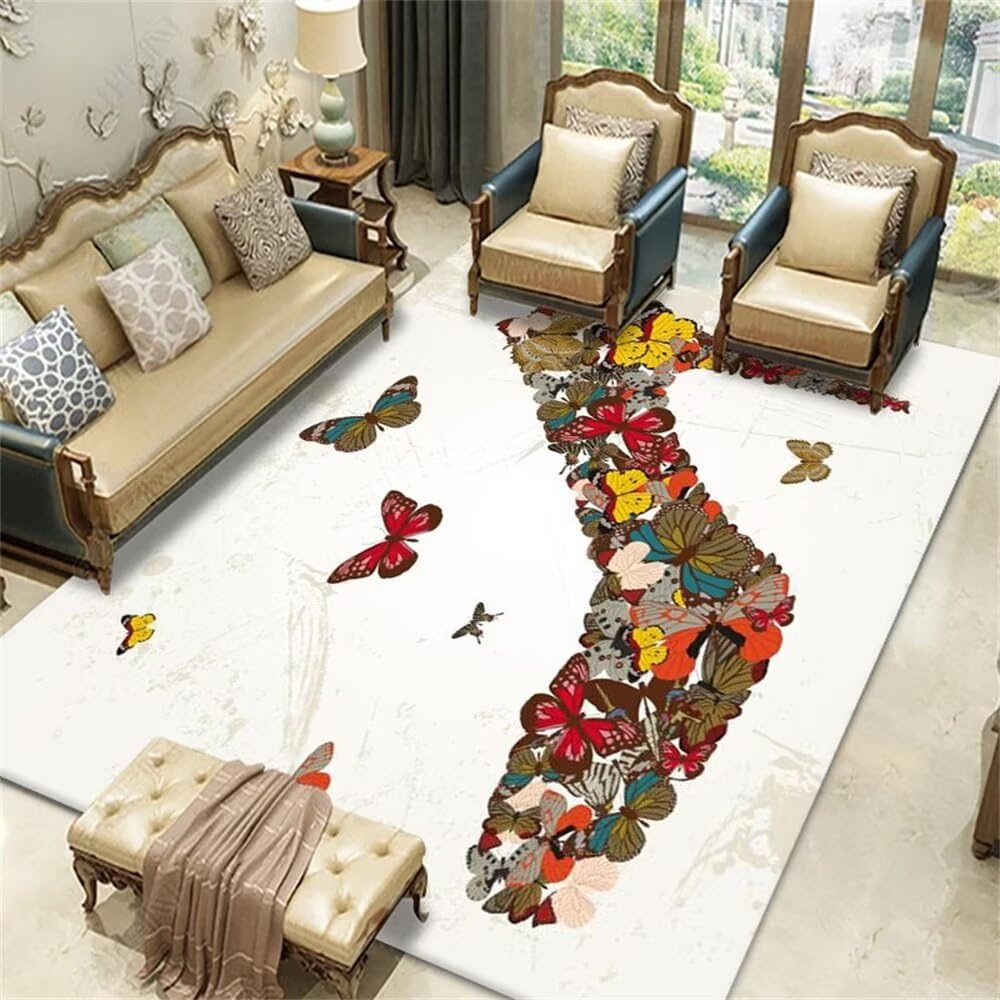 Tapis anti-déformation rouge 160X230CM avec motif papillon