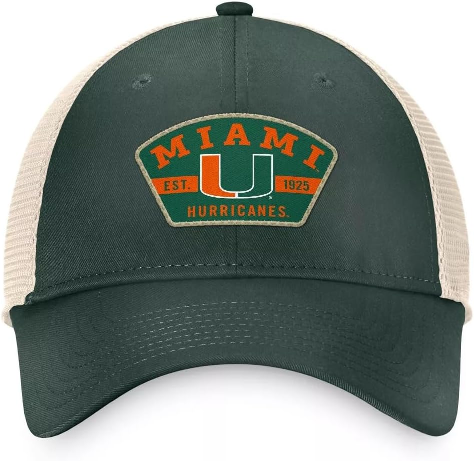 University Miami Hat Classic Hurricanes Embroidered Adjustable Mesh Trucker Cap Multicolor