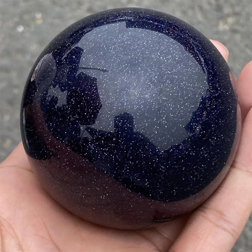 BKGWCSOR Beautiful Blue Gold Sand Ball Rainbow Quartz Crystal Sphere Gem 1pcs Ornaments (Size : 100-150g)