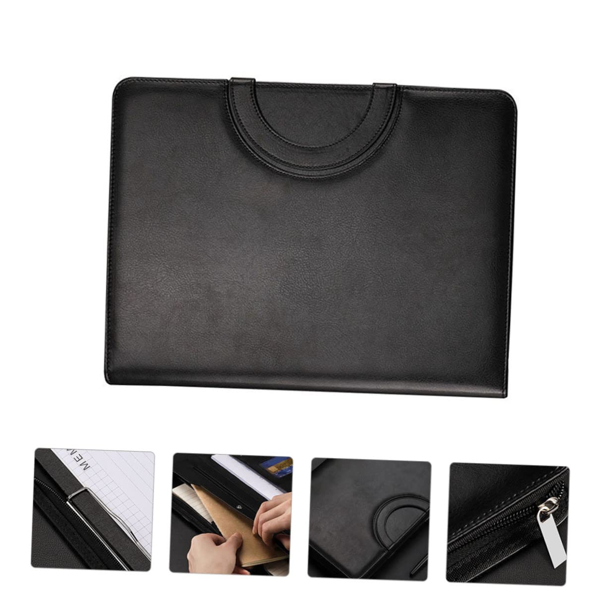 DOITOOL Carpeta de Portafolios de Negocios en Pu con Cremallera y Compartimentos Múltiples para Documentos y Cuaderno A4