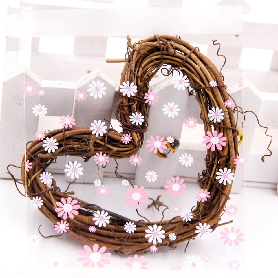 100 Stück Gänseblümchen Süßigkeitentüten Mit Zwickel – 15x22,9 Cm, Mit Goldenen Bindebändern