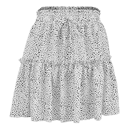 Mini jupe d'été à pois en mousseline de soie blanche haut de gamme