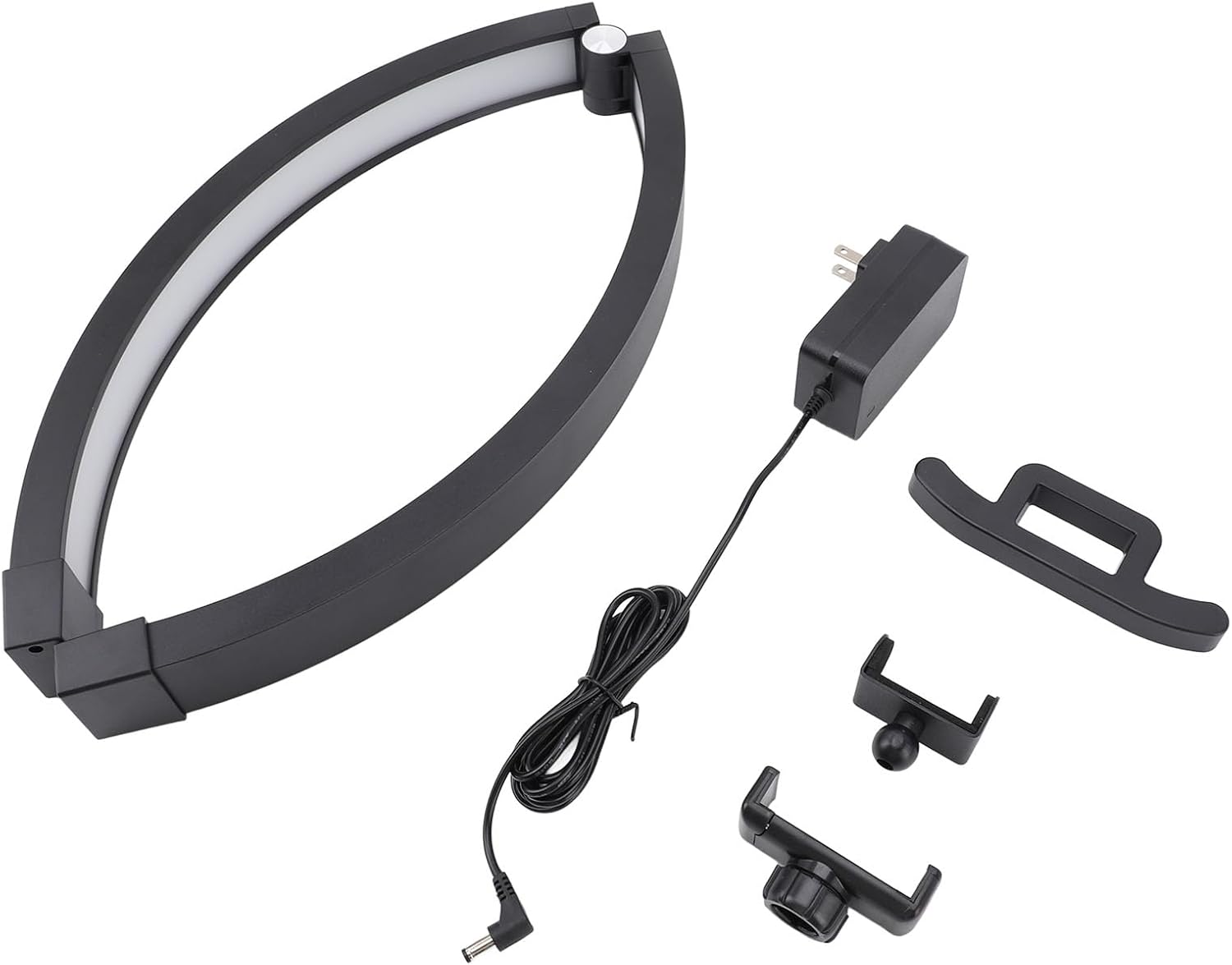 Half Moon Light for Nail Desk with Phone Holder, Foldable Touch Control 20W Half Moon Table Lamp Nail Desk Lamp,Nail Table Lamp with 3 Color Modes 10 Brightness for Beauty Tattoos (Black)