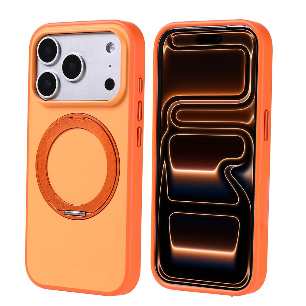 Zore Apple ile uyumlu iPhone 17 Pro Kılıf M-Safe Şarj Özellikli Standlı Zore Proton Silikon Kapak Turuncu
