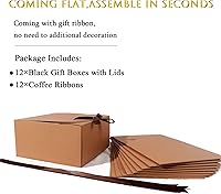 Vista 4 de WLUSEAXI Paquete de 12 cajas de regalo con tapas, cajas de regalo marrones a granel con cinta de lazo marrón, caja de propuesta de dama de honor