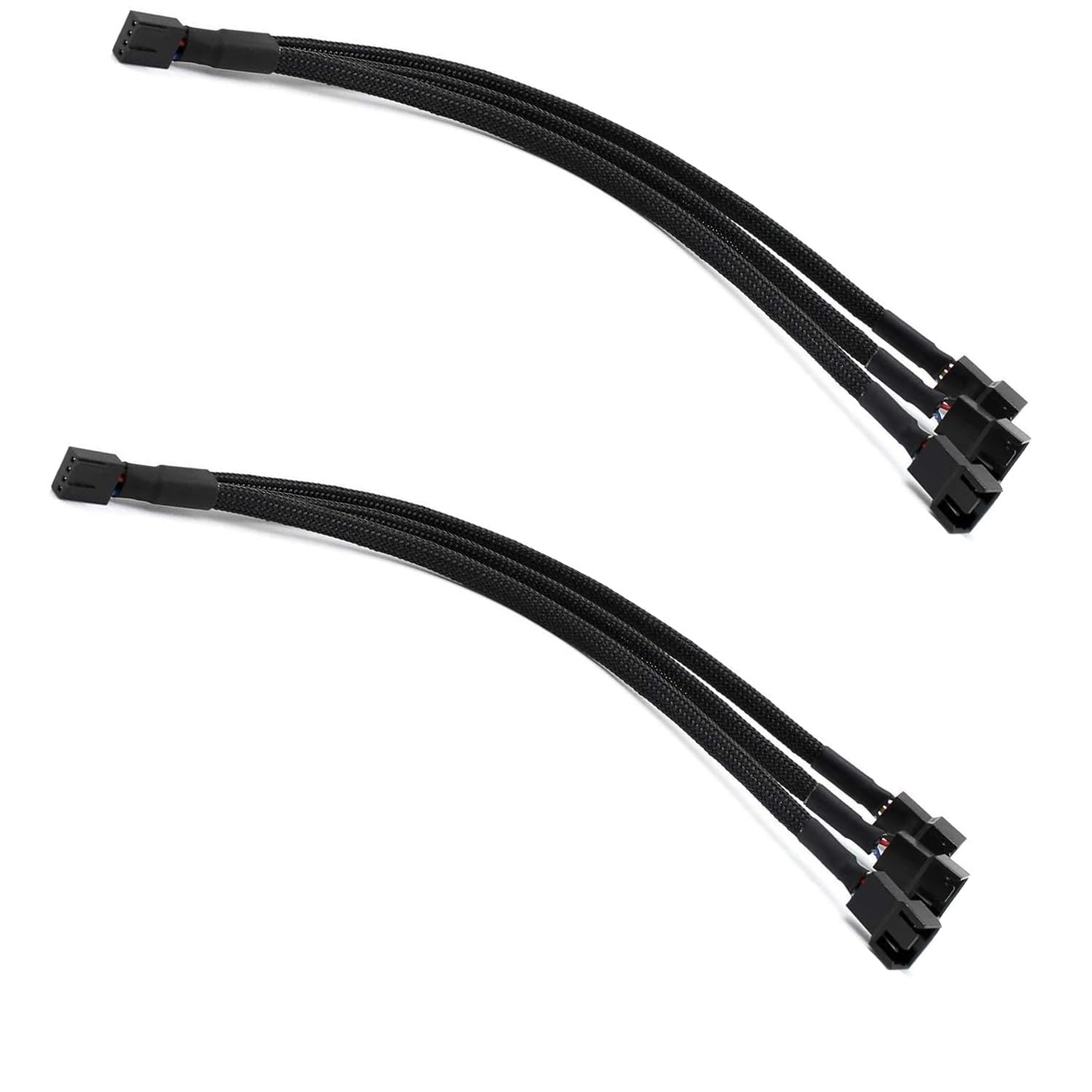 2-Pack 3 Way 4 Pin PWM Fan Splitter Cable 12 Inches, PC Fan Splitter 1 to 3 Converter, PC Fan Extension Cable