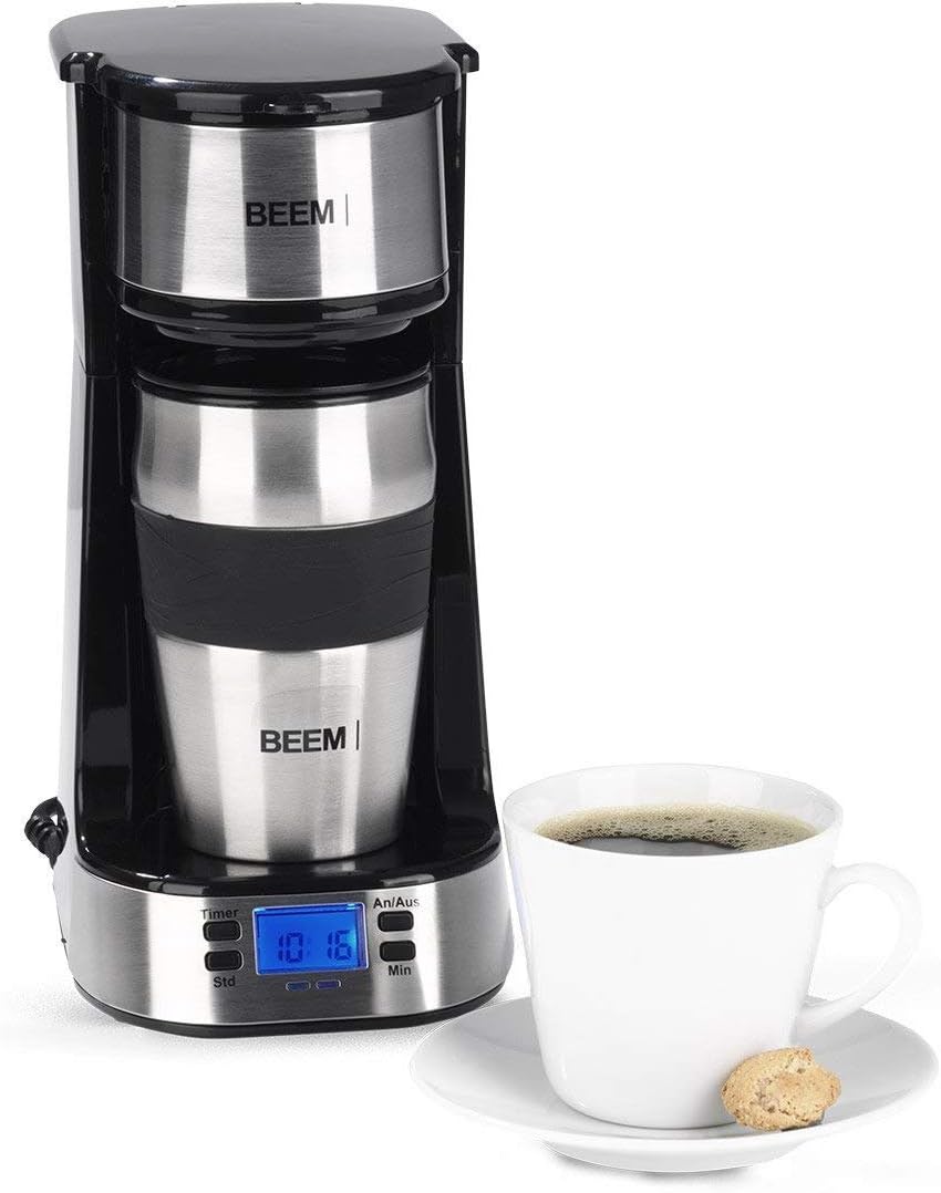 BEEM Germany 08211 Single Coffee Machine 1510SR, 750 W, Permanent Filter, 24 h Timer, Stainless Steel, Stainless_Steel