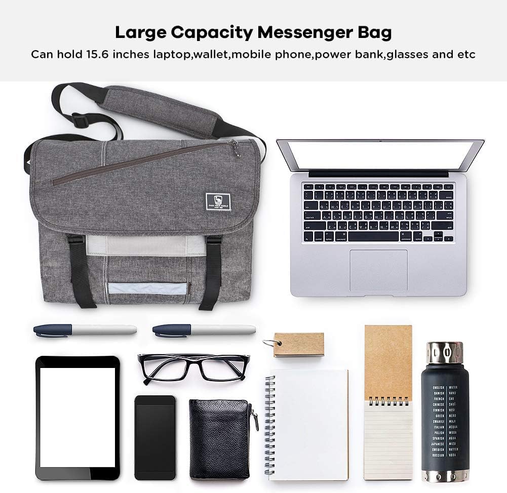 OIWAS Bandoleras Hombre Maletin Bolso Hombre Bandolera Bolsas mensajero para portátiles 15,6 Pulgadas para el Trabajo, la Escuela y los Viajes, Gris