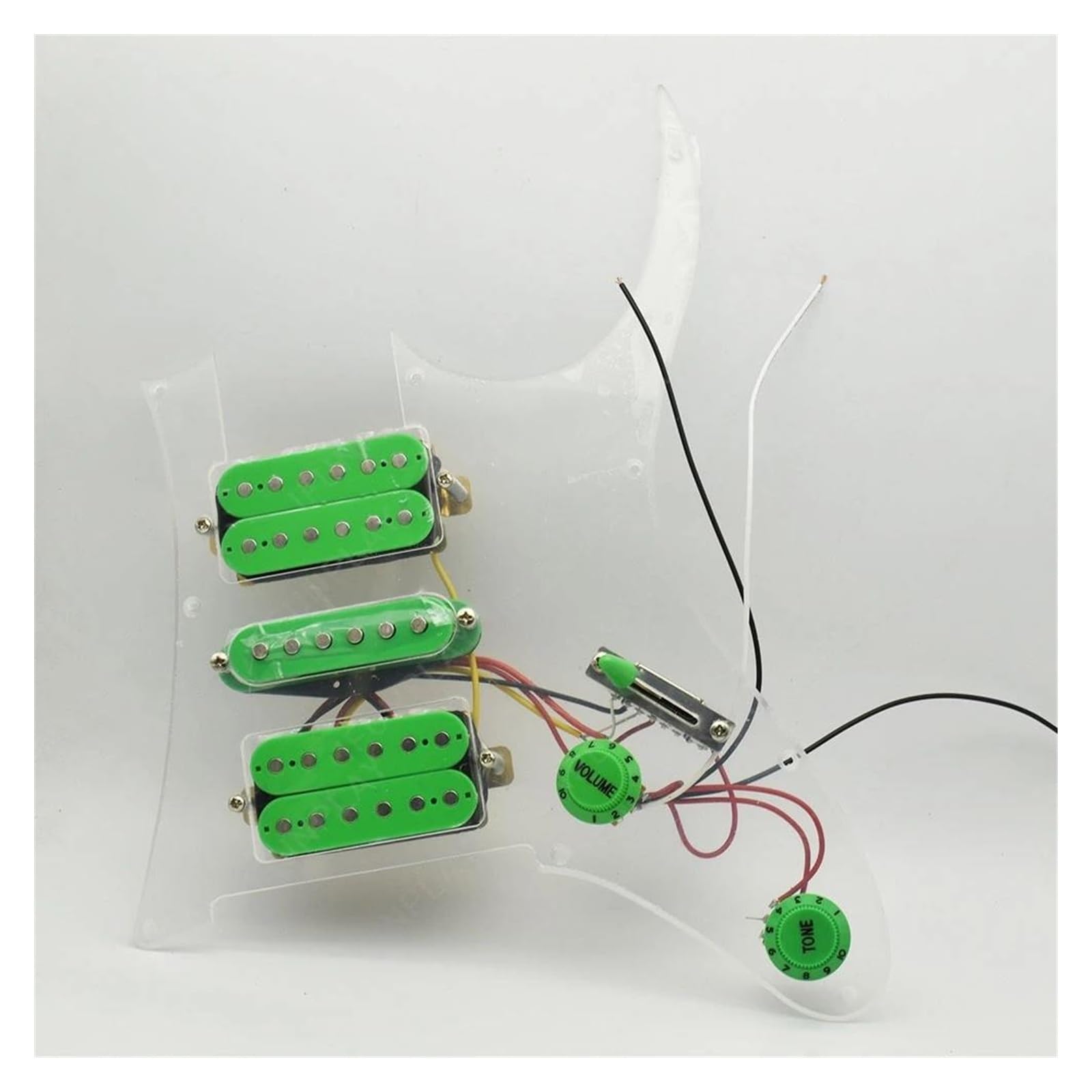 Pastillas profesionales para golpeador de guitarra Pastilla HSH Verde Transparente Golpeador De Guitarra Eléctrica Precableado Con Humbucker De Cerámica
