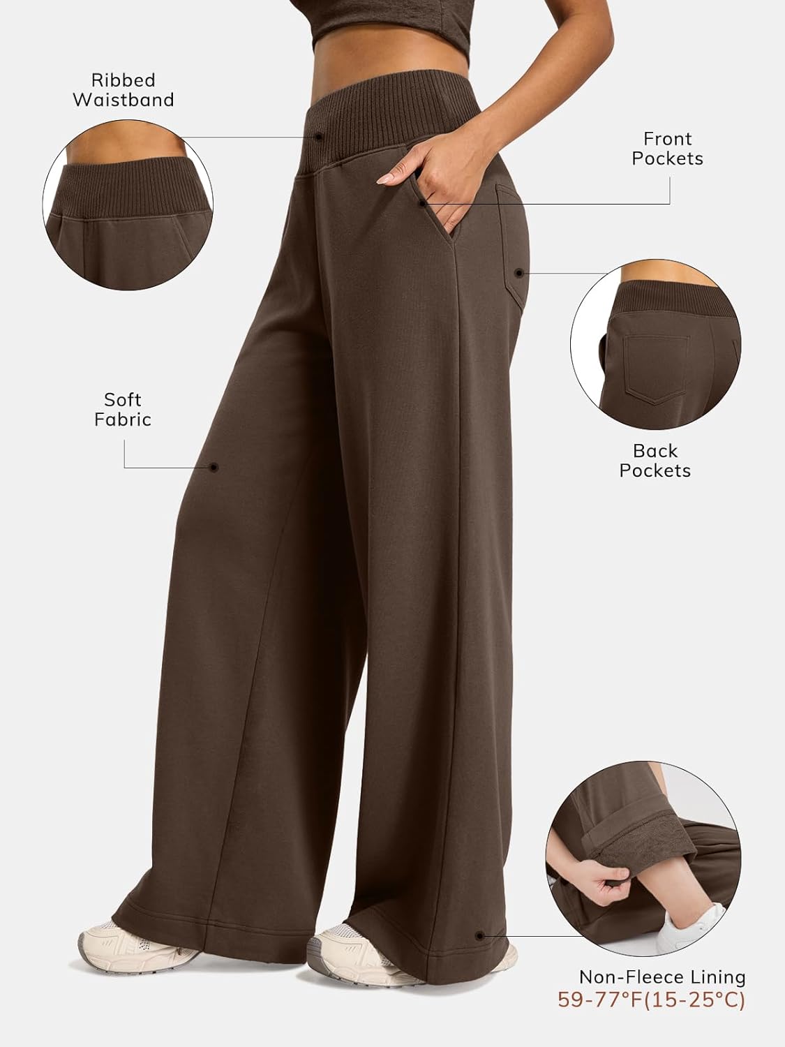 ATHMILE Women's Wide Leg Sweatpants High Waisted Baggy Lounge Pants with Pockets Drawstring Comfy Casual Athletic Palazzo